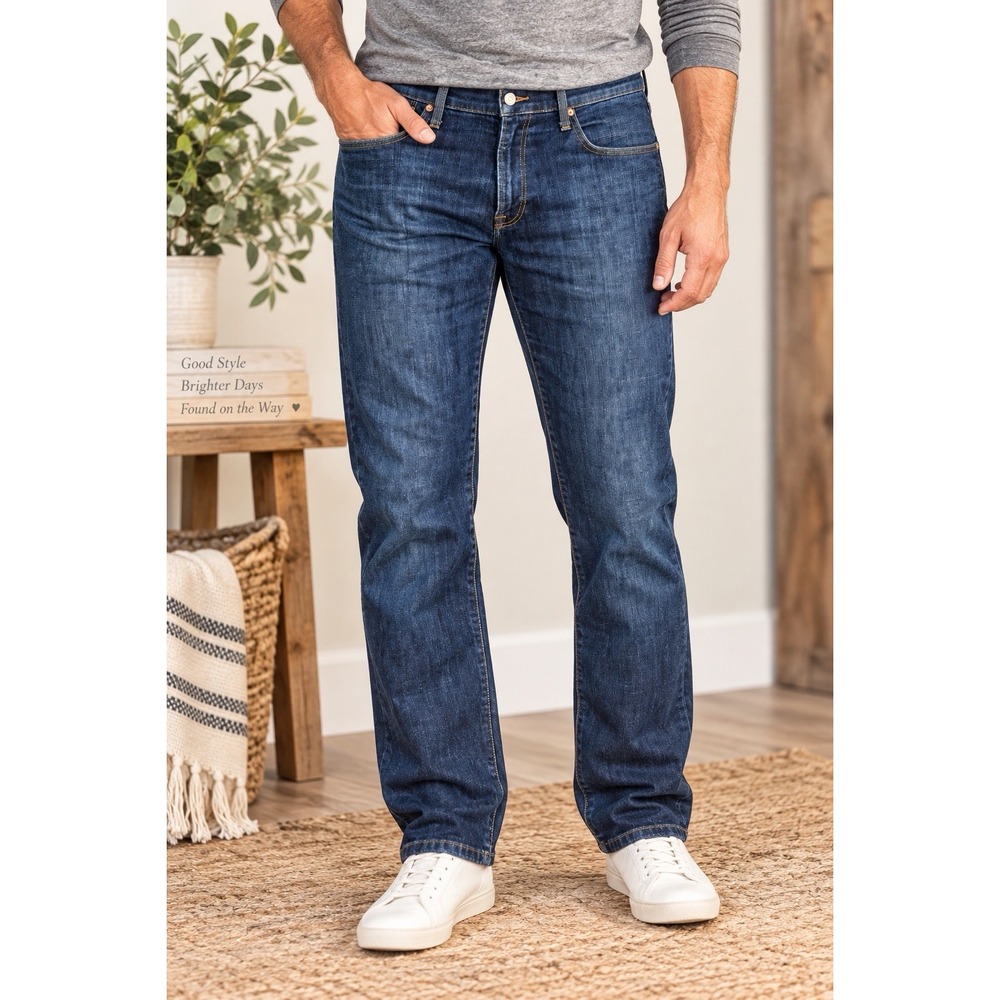 Lucky Brand 223 Straight Jeans Mens 36x30 Dark Wash Stretch Denim Blue